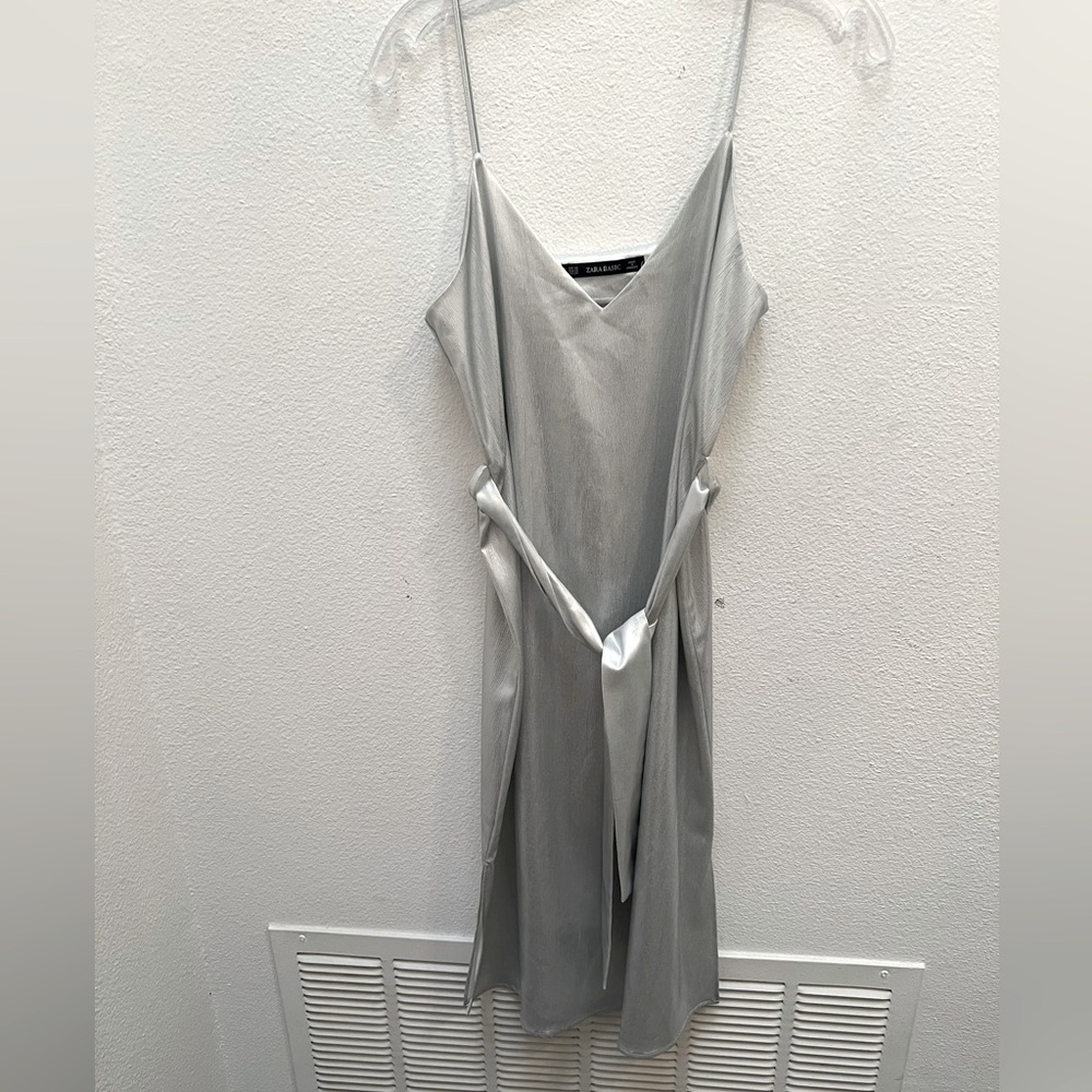 Zara Silver Slip Dress - Picture 3 of 12
